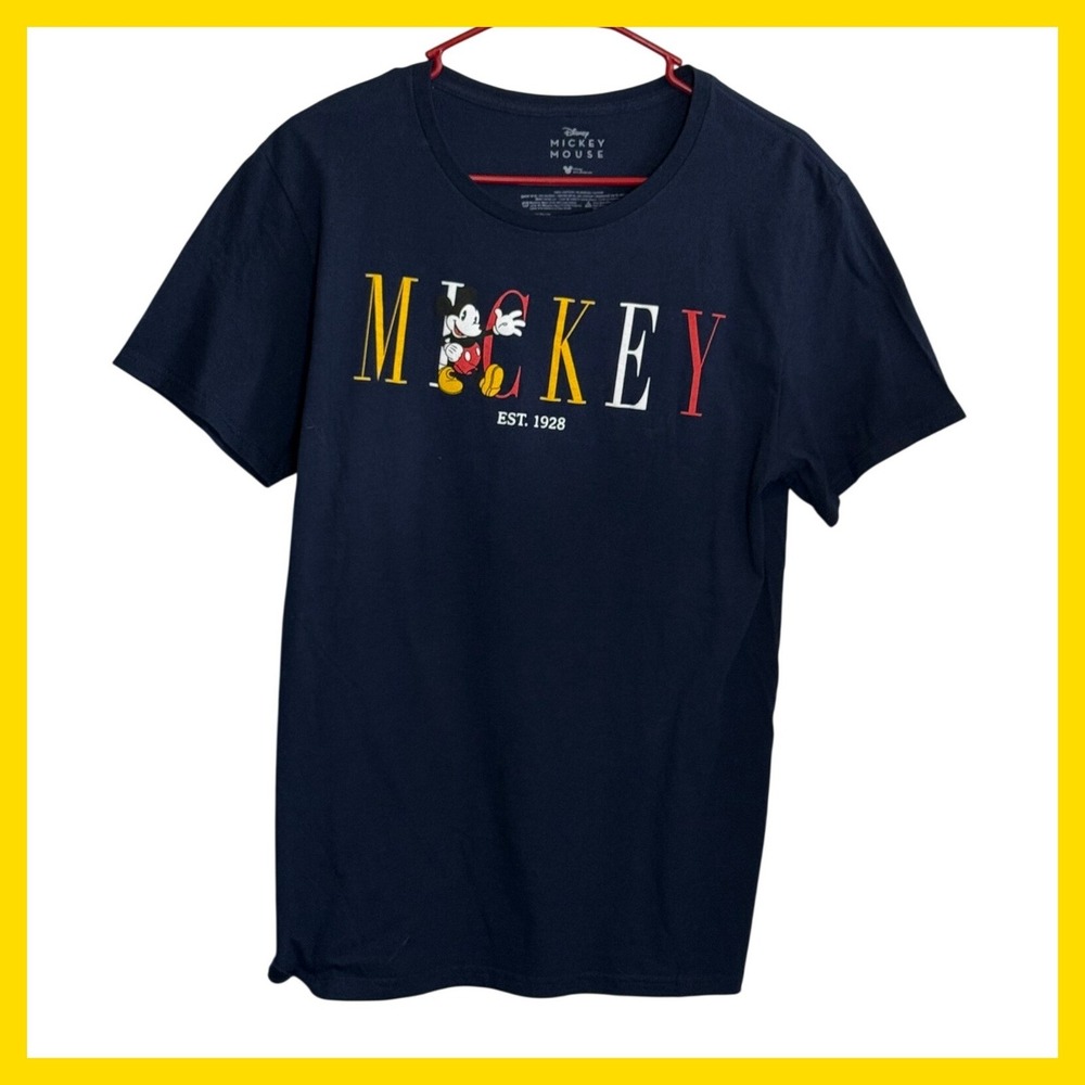 Disney Mickey Mouse Graphic‎ T-Shirt Navy Blue Est 1928 Cotton Mens Medium